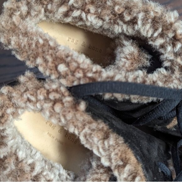 Rag & Bone Black Suede Inez Shearling Desert Clog Boots - Picture 4 of 8